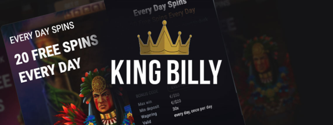 king billy 20 free spins every day